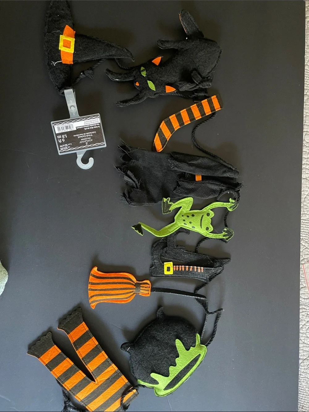 Ashland Halloween Garland - Black, Orange & Green Felt Accents